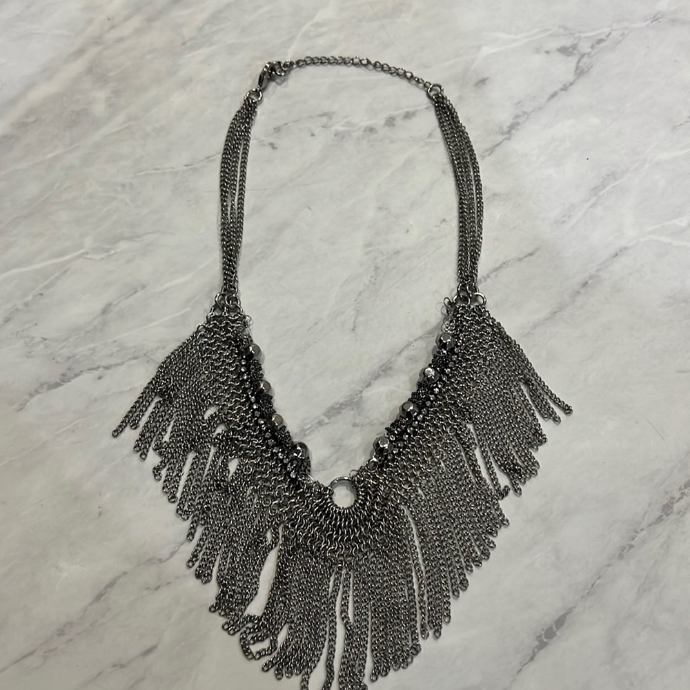 Stella & Dot silver statement necklace